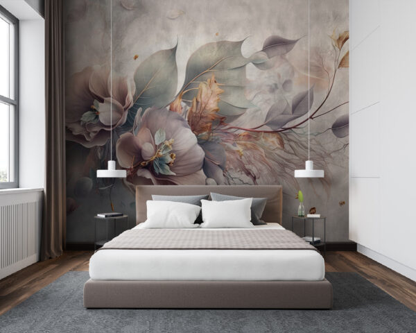 Painting of flowers and leaves