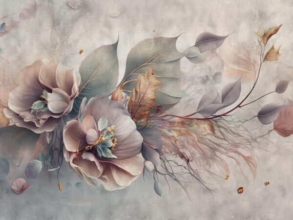 Painting of flowers and leaves