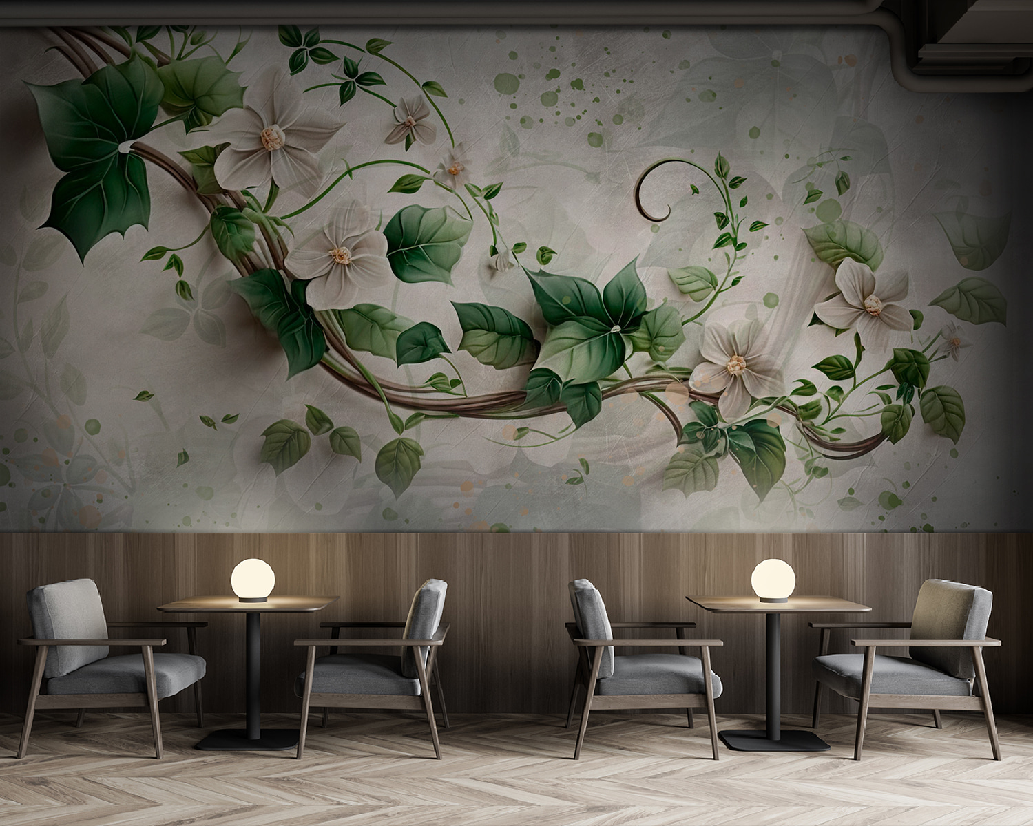 Painting of flowers and leaves u93923piz137m - Painting of flowers and leaves - tegory