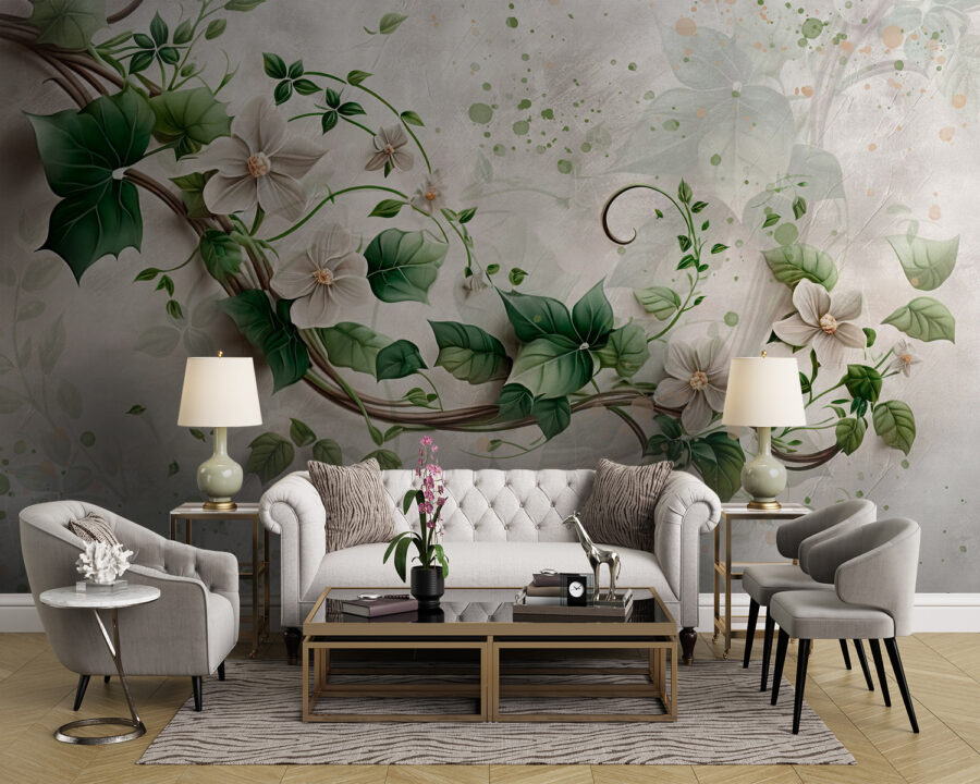 Painting of flowers and leaves