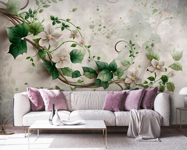Painting of flowers and leaves Painting of flowers and leaves