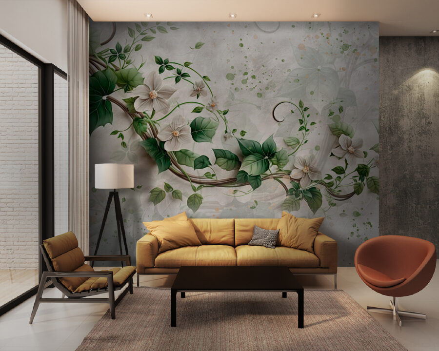 Painting of flowers and leaves