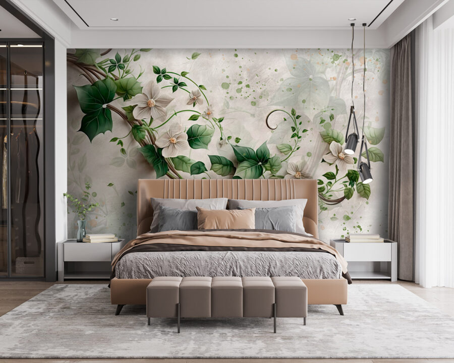 Painting of flowers and leaves