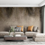 Wall mural Palm leaves against a textured backdrop
