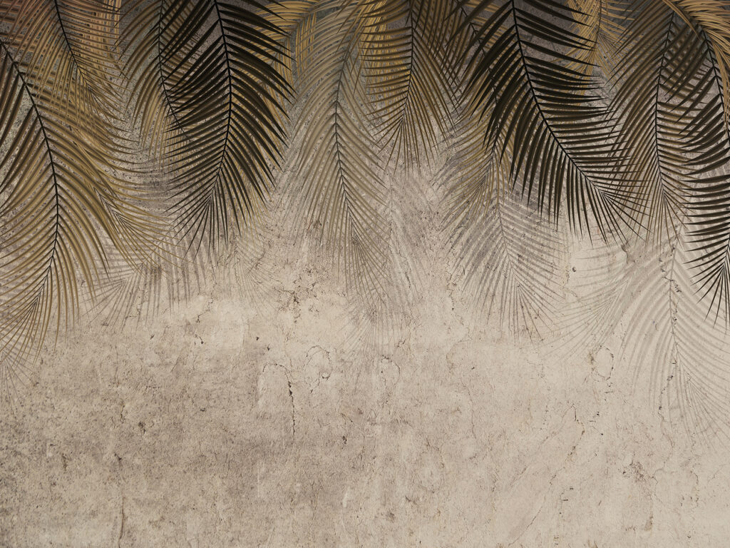 Palm leaves against a textured backdrop Palm leaves against a textured backdrop