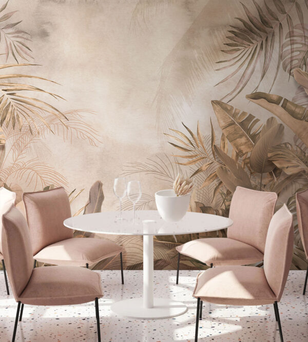Tropical leaves in soft hues. Tropical leaves in soft hues.