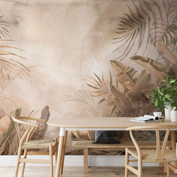 Tropical leaves in soft hues. Tropical leaves in soft hues.