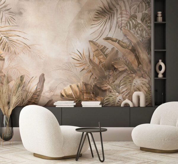 Tropical leaves in soft hues. Tropical leaves in soft hues.