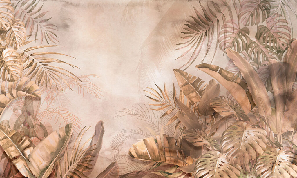 Tropical leaves in soft hues. Tropical leaves in soft hues.