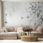 Wall murals Birds flying birds in the fog