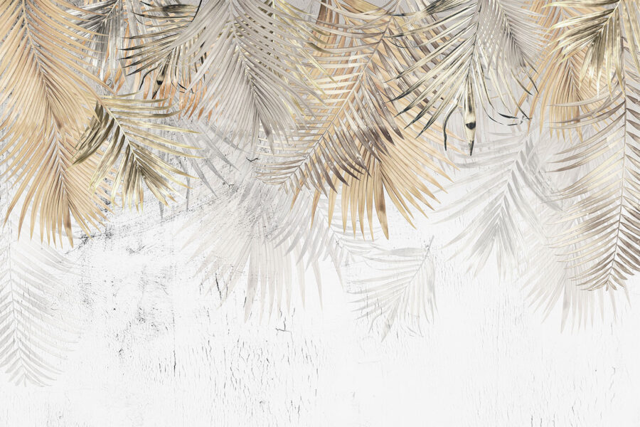 Elegant palm leaves on a textured background. Elegant palm leaves on a textured background.