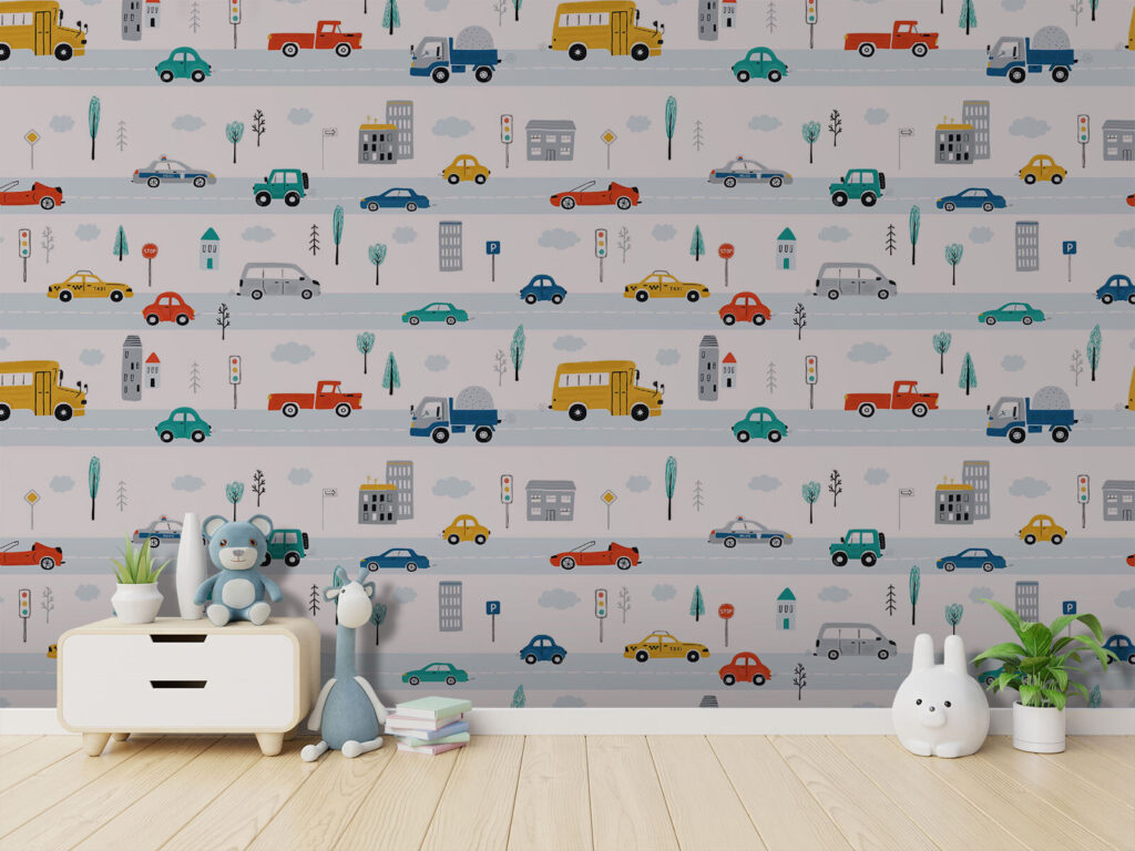 Pattern of cars and trucks Pattern of cars and trucks