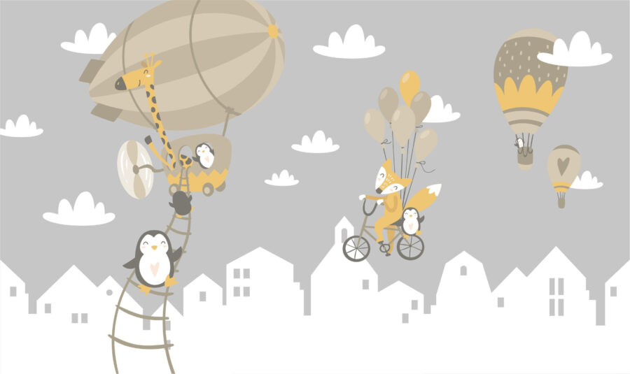 Wall murals Cartoon animals riding a bike and a balloon - Image 4