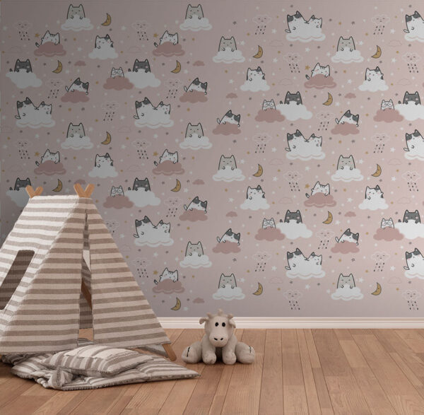 Pattern of cats on a pink background Pattern of cats on a pink background