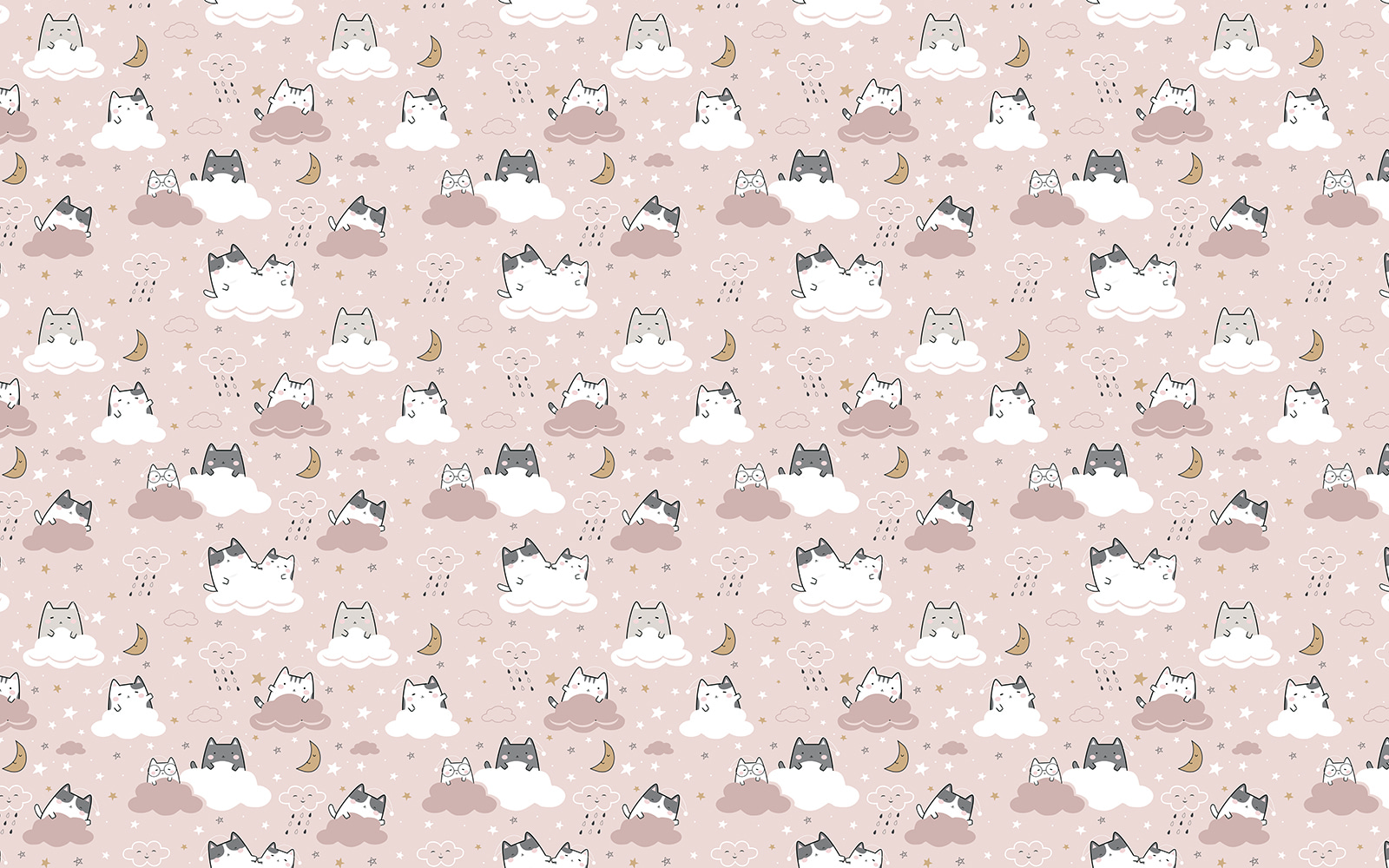 Pattern of cats on a pink background Pattern of cats on a pink background