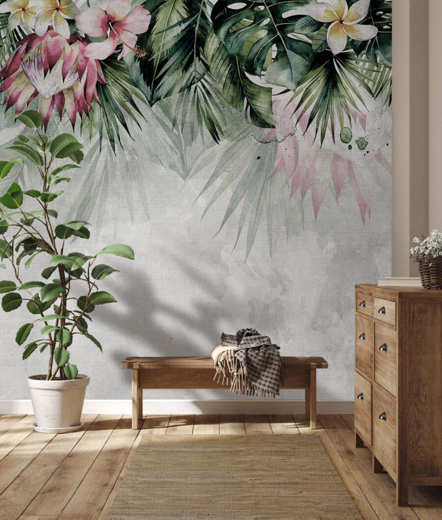 Painting of flowers and leaves