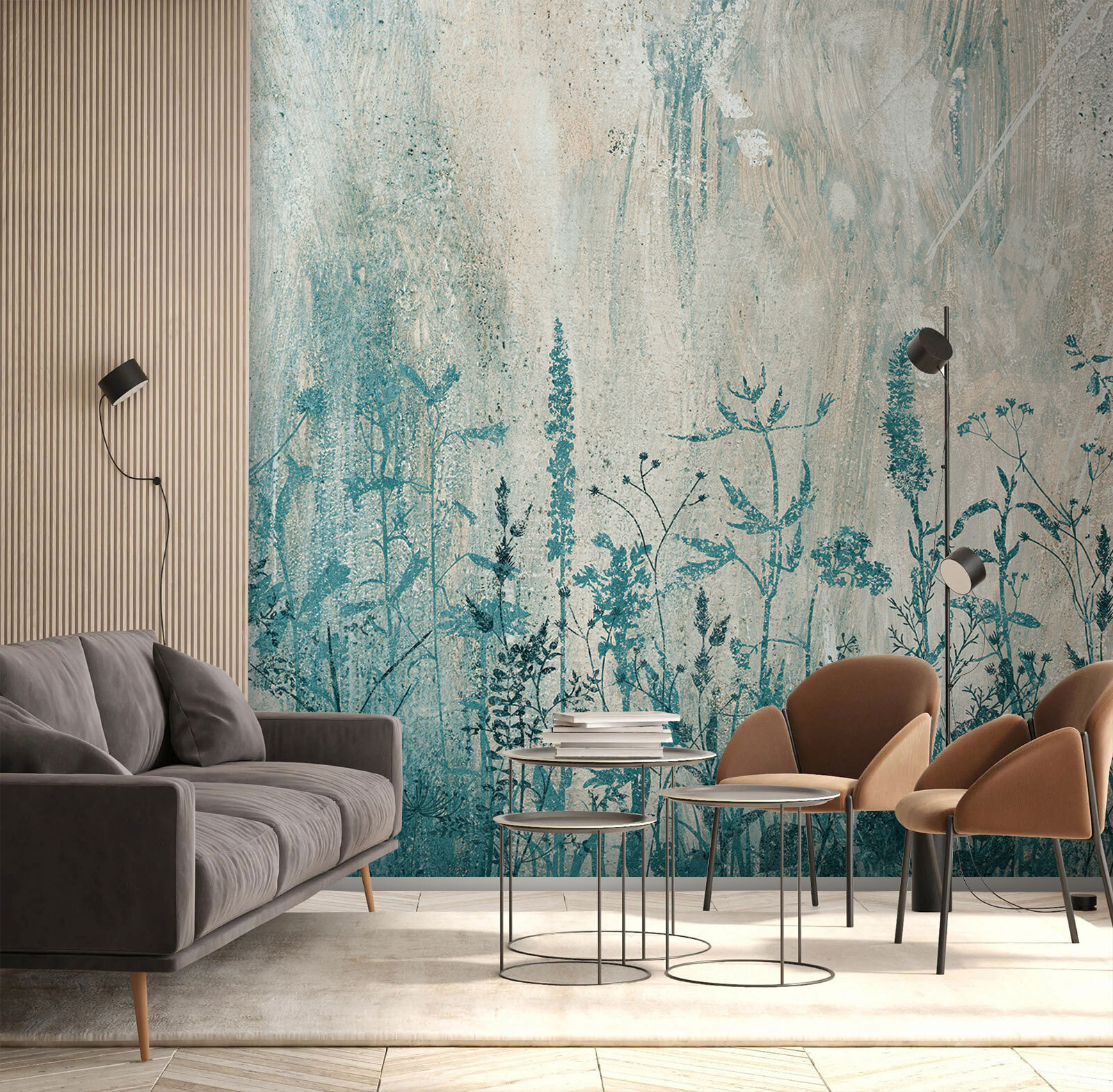 Botanical silhouettes in serene hues