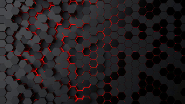 A black hexagons with red light A black hexagons with red light
