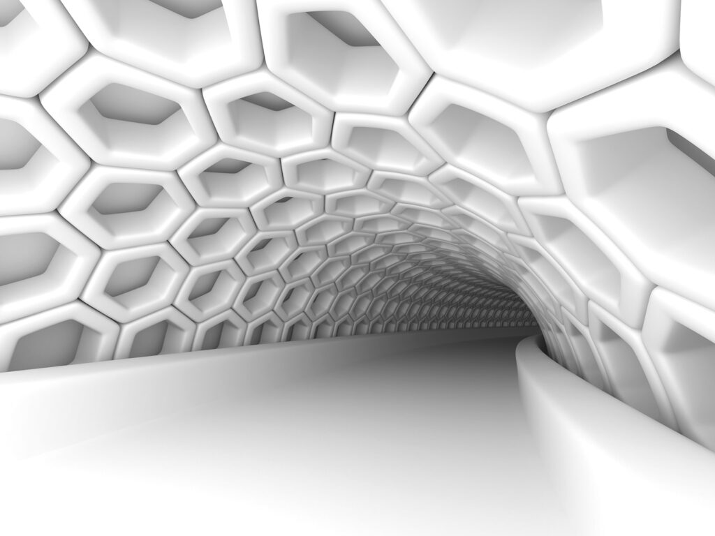 White tunnel with hexagons White tunnel with hexagons