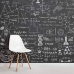 Wall murals Blackboard with math symbols and formulas