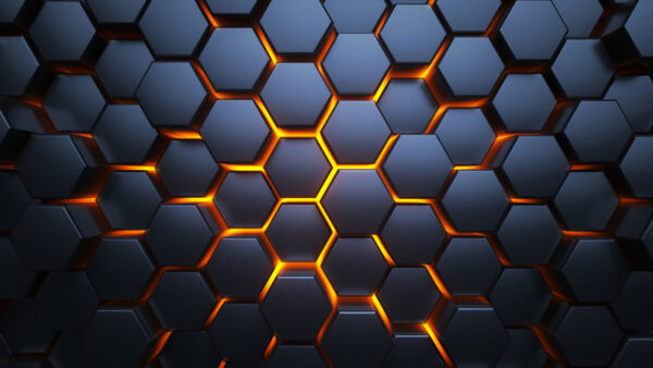 Black hexagons with orange lights Black hexagons with orange lights