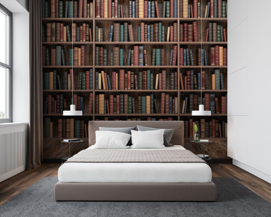 Large book shelf with many books