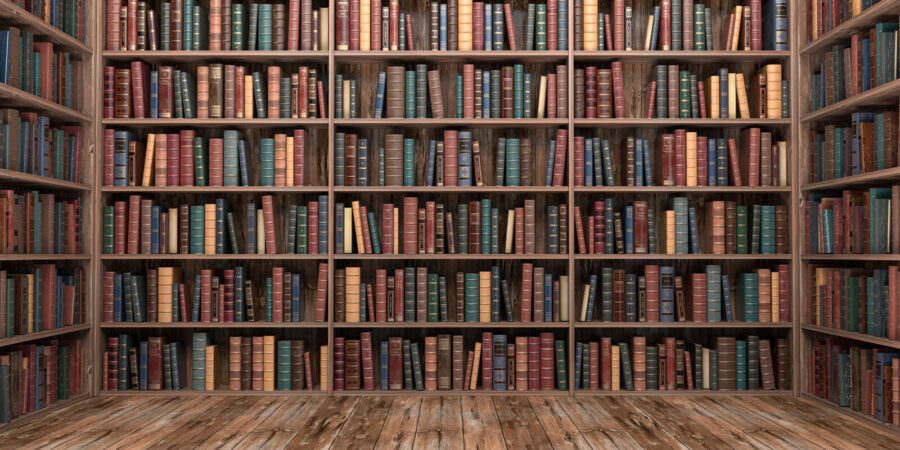 Large book shelf with many books