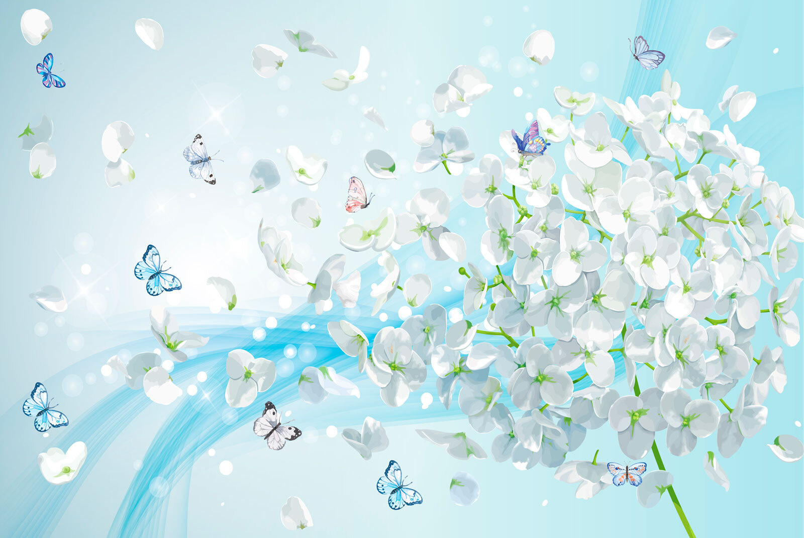 u93477p - White flowers with butterflies flying - tegory