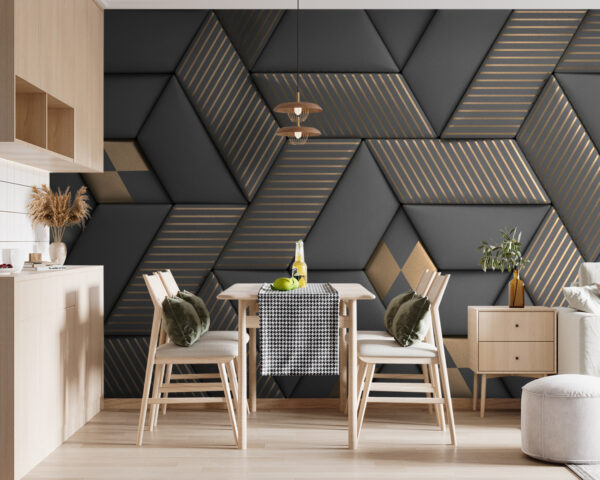 Geometric elegance in grays and brass. Geometric elegance in grays and brass.