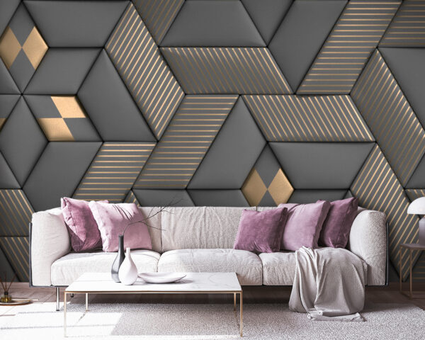 Geometric elegance in grays and brass. Geometric elegance in grays and brass.