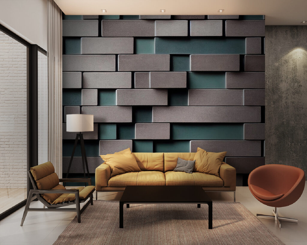 Wall of white and grey bricks