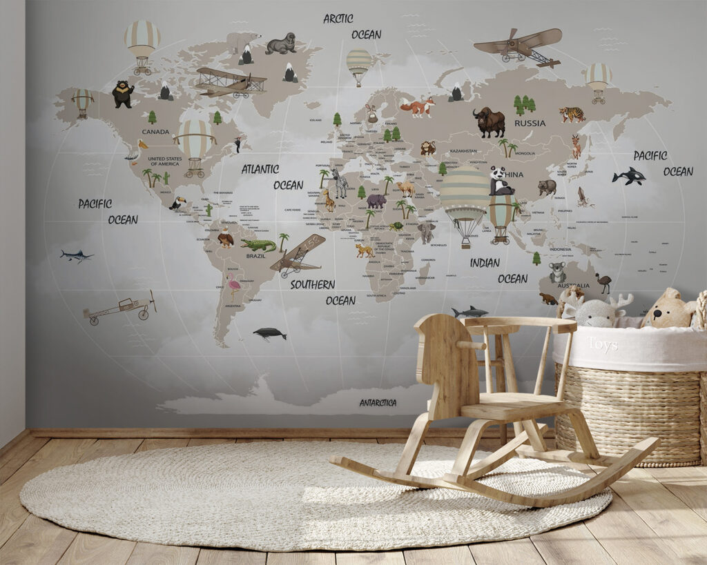 Map of the world with animals u93386pir164 1024x819 - Map of the world with animals - tegory