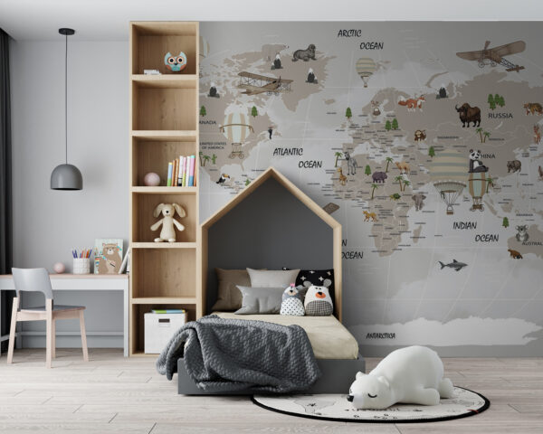 Map of the world with animals u93386pir150 600x480 - Map of the world with animals - tegory