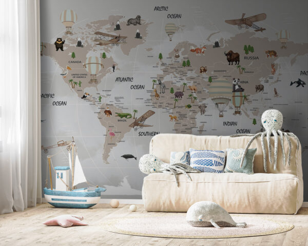 Map of the world with animals u93386pir149 600x480 - Map of the world with animals - tegory