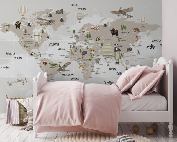 Map of the world with animals u93386pir140 600x480 - Map of the world with animals - tegory