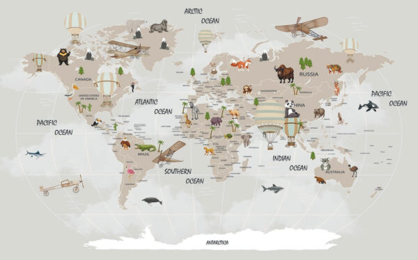 Map of the world with animals u93386p 600x374 - Map of the world with animals - tegory