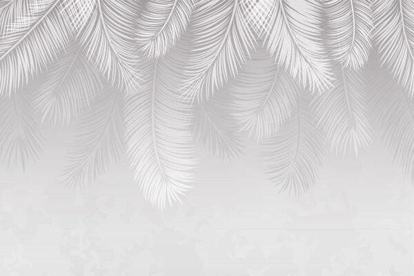 White feather pattern on a gray background White feather pattern on a gray background