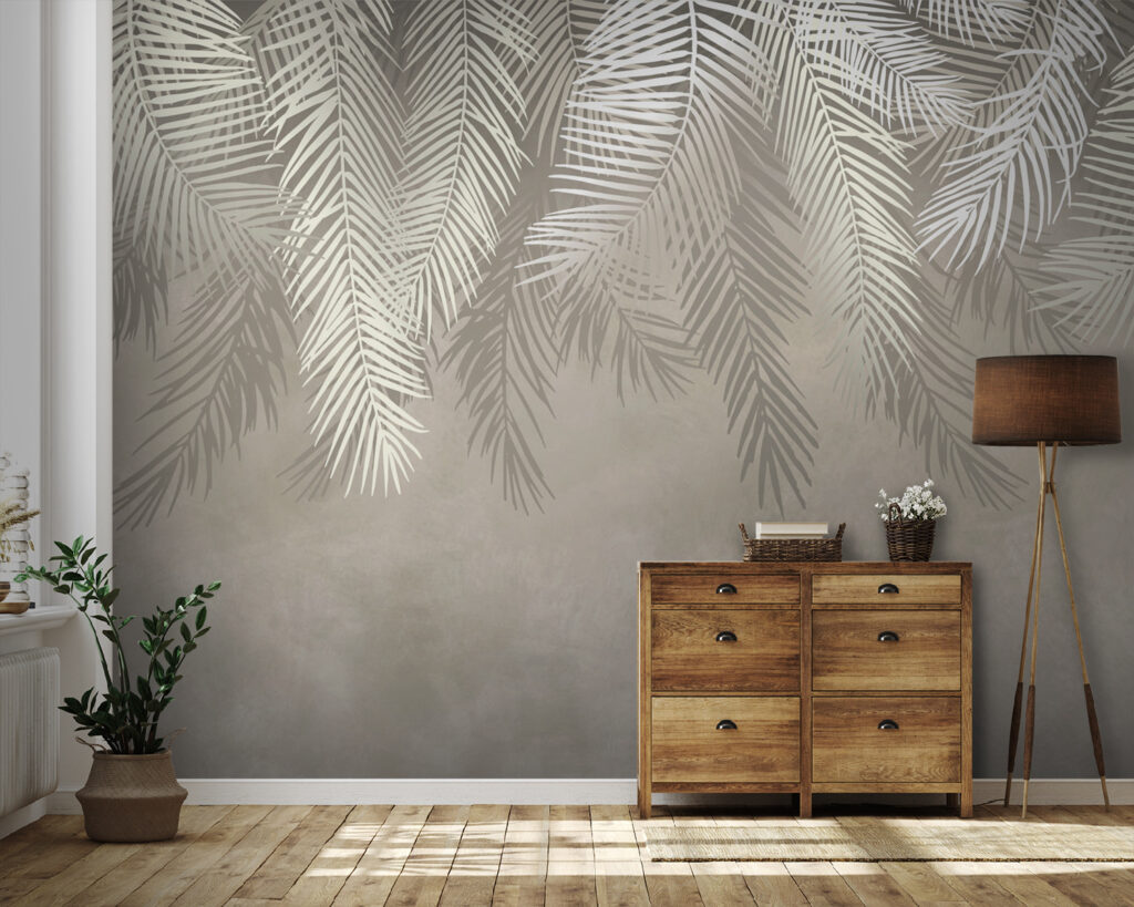 White leaves on a gray background