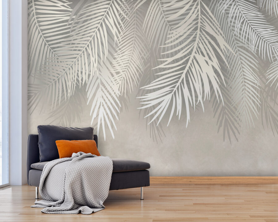 White leaves on a gray background
