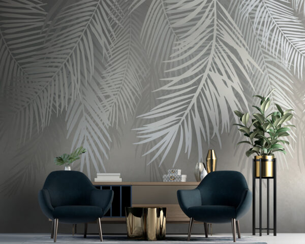 Wall murals Wall murals White leaves on a gray background (SKU: u93103)