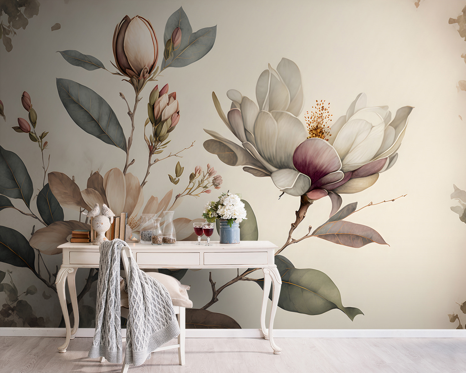 Elegant magnolia blooms in soft hues