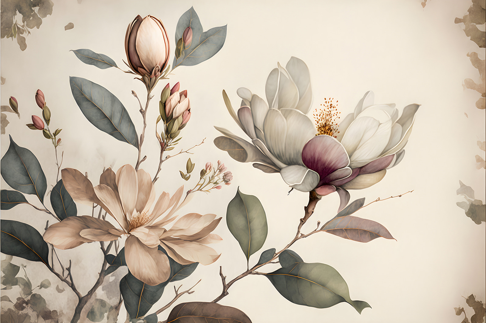 Elegant magnolia blooms in soft hues