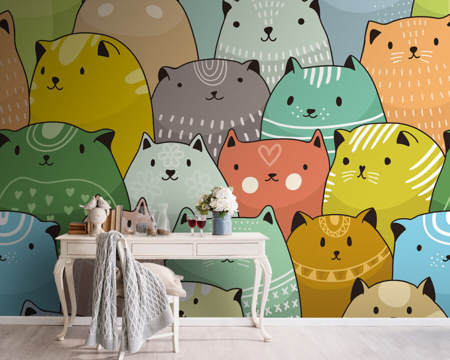 Group of cats in different colors