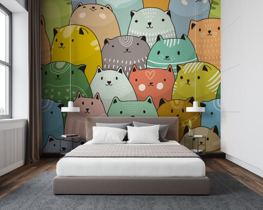 Group of cats in different colors