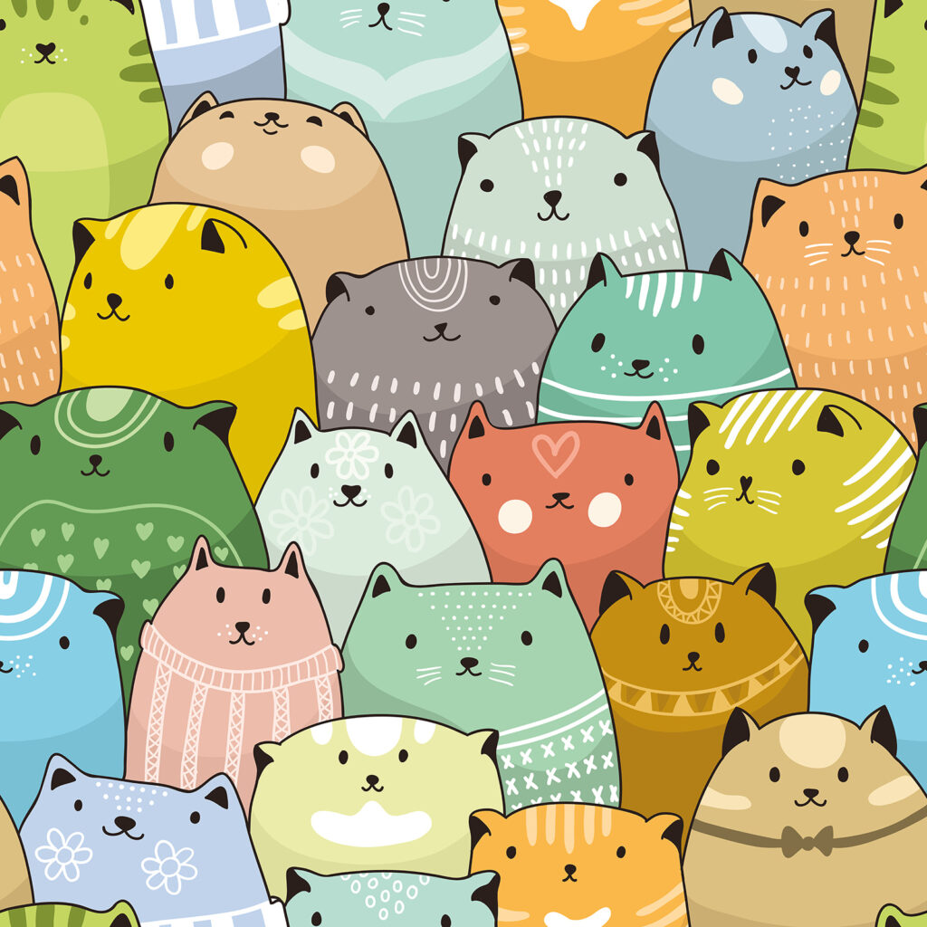 Group of cats in different colors Group of cats in different colors