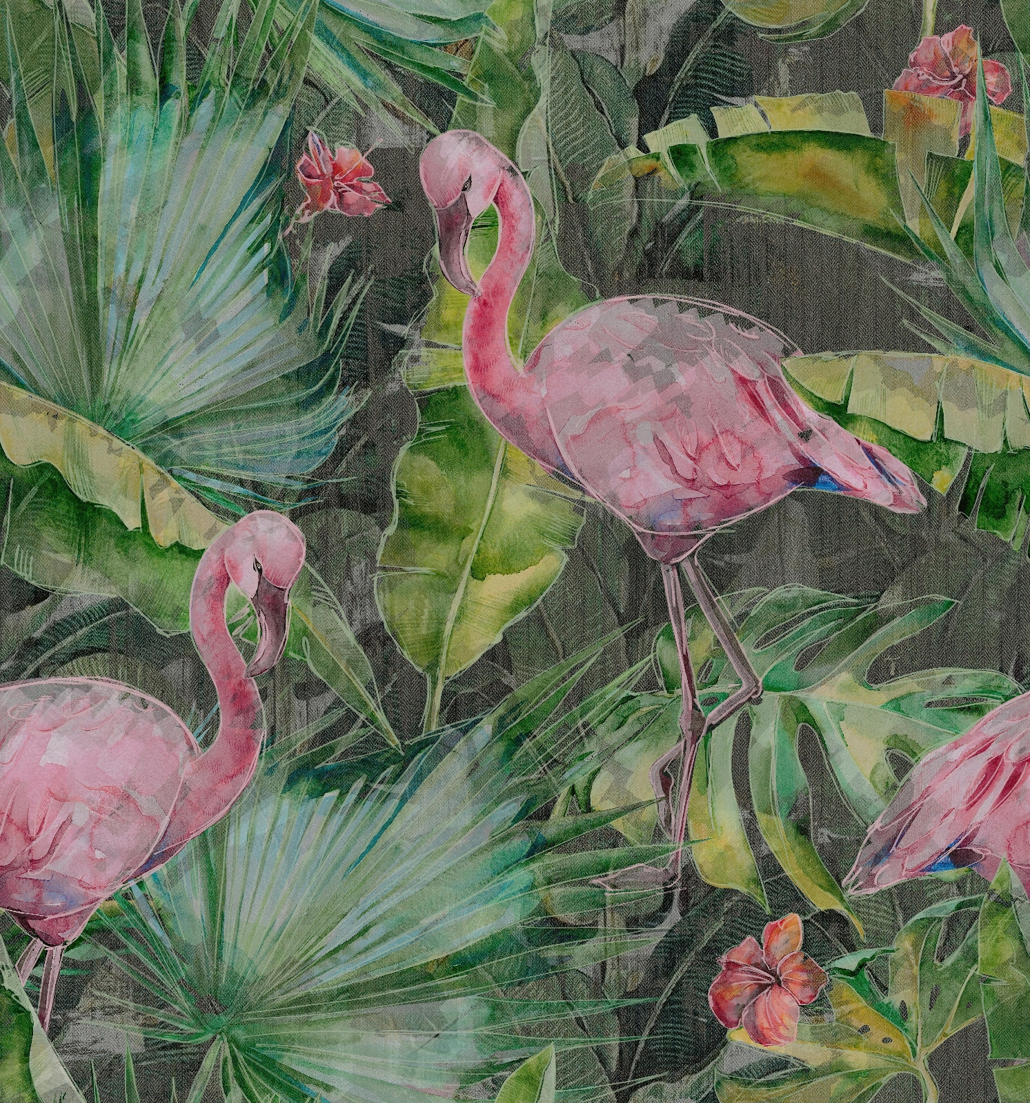 u86689p - Pink flamingo and green leaves - tegory