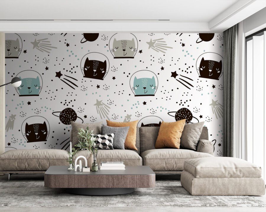 Wall murals Pattern of cats in space - Image 2