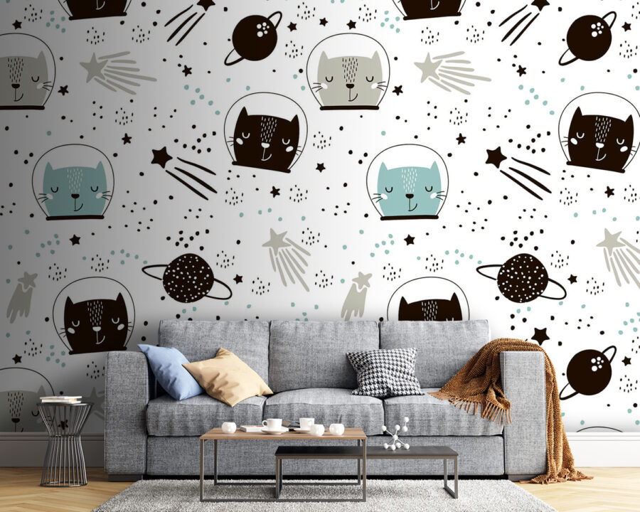Wall murals Pattern of cats in space