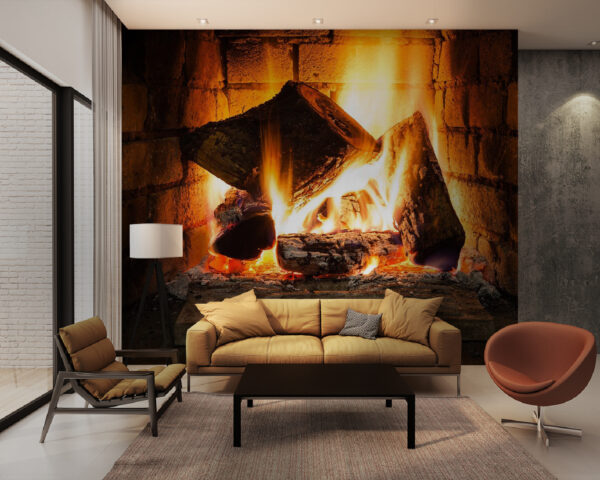 Fire in a fireplace Fire in a fireplace
