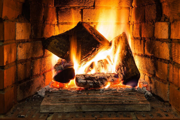 Fire in a fireplace Fire in a fireplace